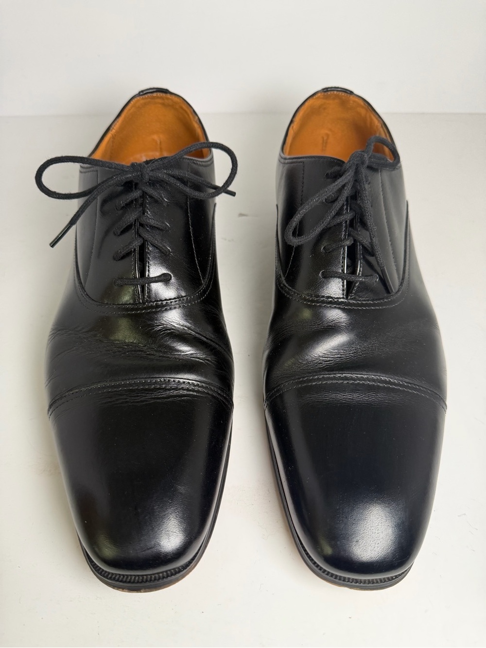 Florsheim Mens 11.5 D Black Leather Cap Toe Oxford Dress Shoes Lace Up